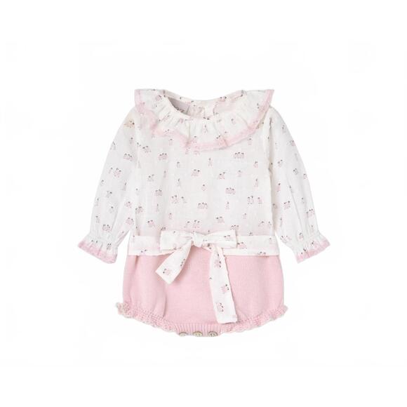 NEW PAZ RODRIGUEZ girl's penguin knit romper in pink